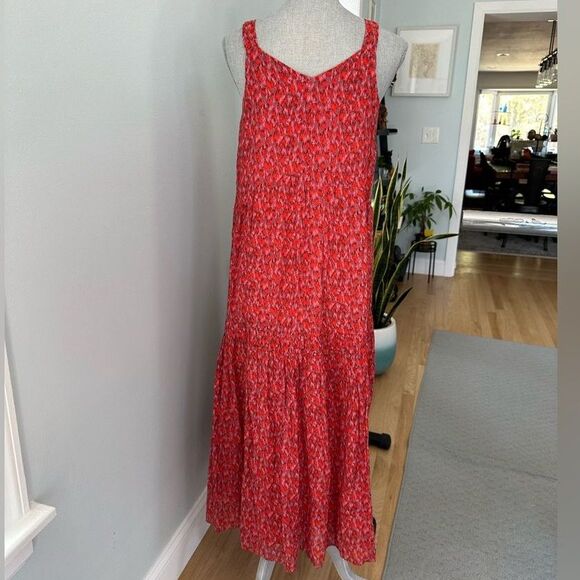 Joie Tiered Sleeveless Tea Rose Tiered Maxi Cheetah Print Red Sun Dress size XS - Picture 4 of 11